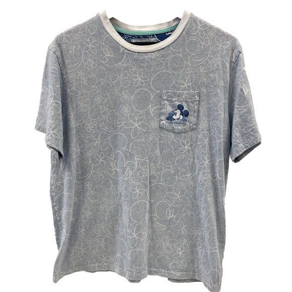 Walt Disney World Parks Mickey Mouse Floral Hawaiian T Shirt Large pocket tee - Picture 1 of 11
